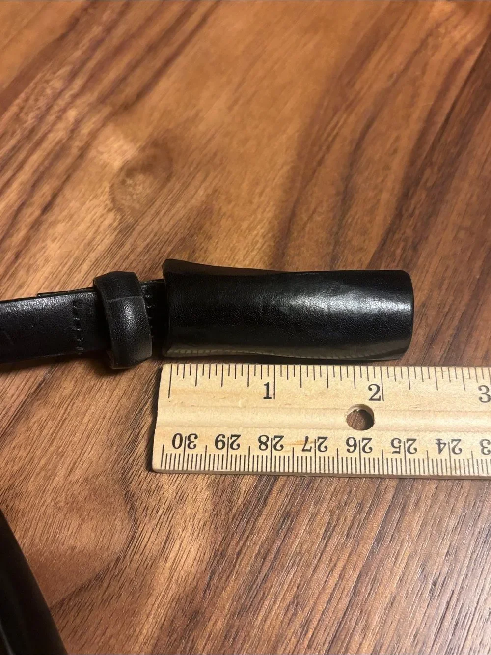 Vintage Lands' End Womens Black Leather Belt - 32